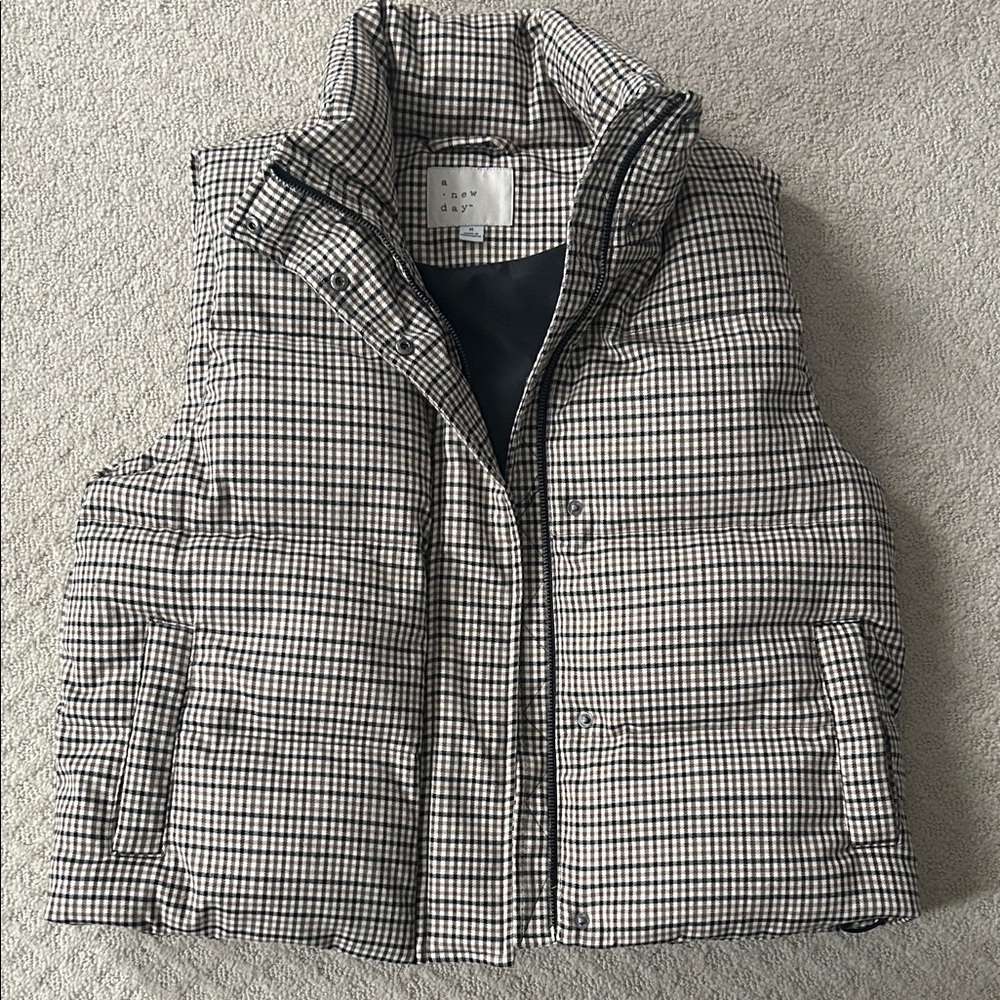 a new day Black and White Checkered Vest